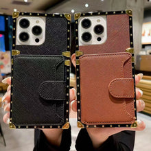 Load image into Gallery viewer, Luxury   leather card  Square   phone case for iPhone
