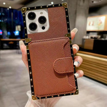 Load image into Gallery viewer, Luxury   leather card  Square   phone case for iPhone
