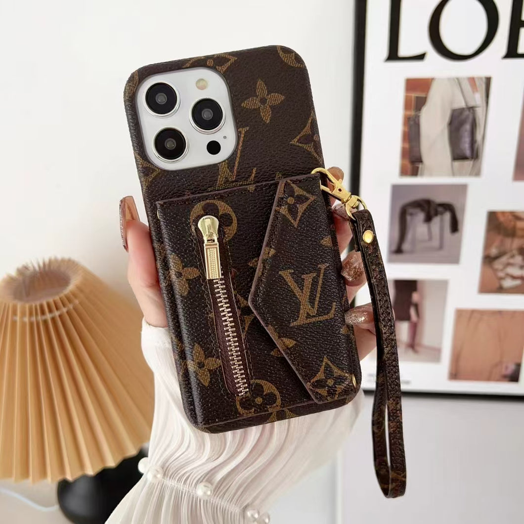 Tri-fold zipper phone case for iphone