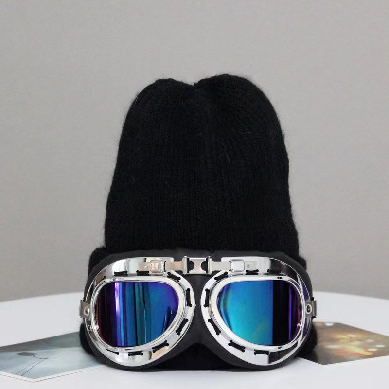 Fashion New Skiing with glasses knitted hat