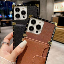 Load image into Gallery viewer, Luxury   leather card  Square   phone case for iPhone
