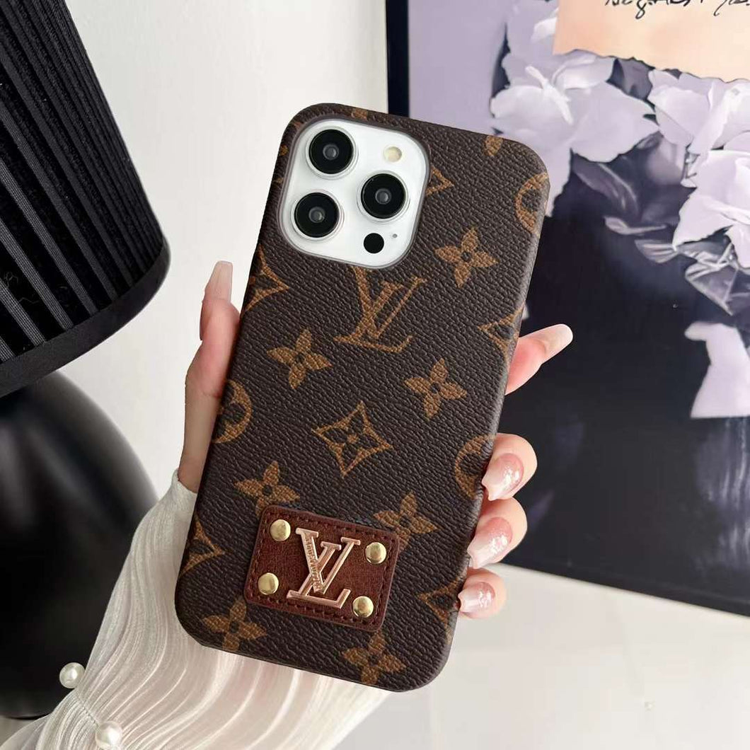 Leather label oil edge mobile phone case for samsung