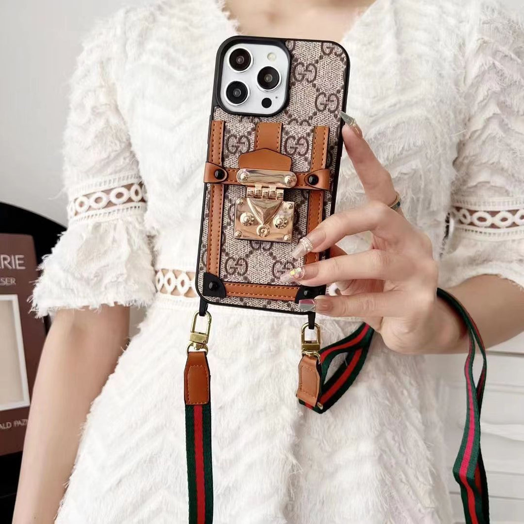 Card hold body-cross leather phone case for iphone