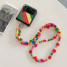 Load image into Gallery viewer, Samsung foldable flip phone case+wooden rainbow crossbody chain
