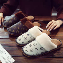 Load image into Gallery viewer, Winter home furnishing plush thick-soled warm couple leather slippers
