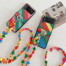 Load image into Gallery viewer, Samsung foldable flip phone case+wooden rainbow crossbody chain
