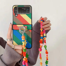 Load image into Gallery viewer, Samsung foldable flip phone case+wooden rainbow crossbody chain
