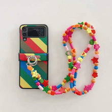 Load image into Gallery viewer, Samsung foldable flip phone case+wooden rainbow crossbody chain
