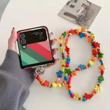 Load image into Gallery viewer, Samsung foldable flip phone case+wooden rainbow crossbody chain
