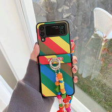 Load image into Gallery viewer, Samsung foldable flip phone case+wooden rainbow crossbody chain
