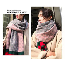 Load image into Gallery viewer, Luxury Imitation Cashmere Scarf Autumn And Winter Thickening Warm Letter Printing Shawl Double-sided scarf
