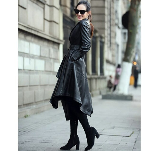 New Autumn Winter Women Fashion Genuine Leather Jacket Elegant