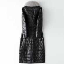 Load image into Gallery viewer, Genuine Sheepskin Leather Suede Coat Duck Down Lingning Fox Fur Collar
