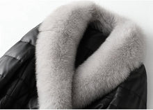 Load image into Gallery viewer, Genuine Sheepskin Leather Suede Coat Duck Down Lingning Fox Fur Collar
