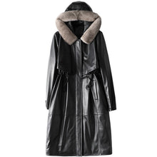 Load image into Gallery viewer, Luxury Sheepskin Leather Suede Coat Duck Down Lingning Mink Fur Hoody
