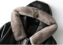 Load image into Gallery viewer, Luxury Sheepskin Leather Suede Coat Duck Down Lingning Mink Fur Hoody
