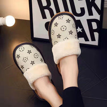 Load image into Gallery viewer, Winter home furnishing plush thick-soled warm couple leather slippers
