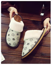 Load image into Gallery viewer, Winter home furnishing plush thick-soled warm couple leather slippers
