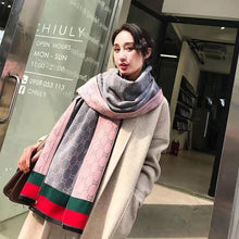 Load image into Gallery viewer, Luxury Imitation Cashmere Scarf Autumn And Winter Thickening Warm Letter Printing Shawl Double-sided scarf
