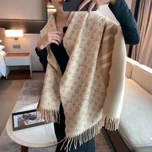 Load image into Gallery viewer, New Luxury autumn and winter Stitching color cashmere warm shawl tassel scarf
