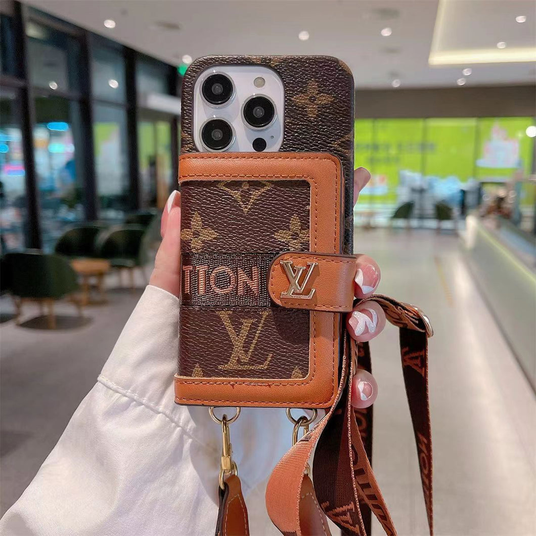 Card hold body-cross leather phone case for iphone